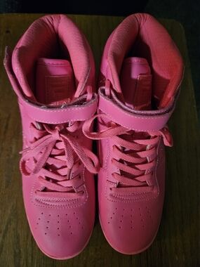 Pink High-Top Sneakers - Bright Pink Lace-Up